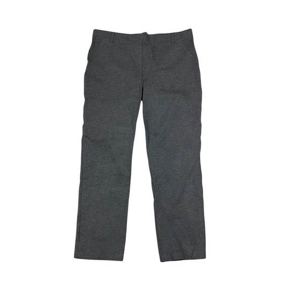 Quince Dark Heather Gray Pull-on Ankle Length Ponte Pants Large Stretch Leggings - Picture 2 of 9